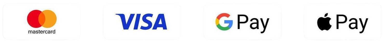 Mastercard, Visa, Google Pay and Apple Pay